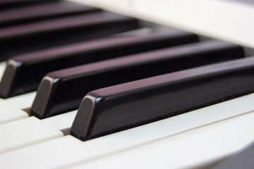 piano keys close up