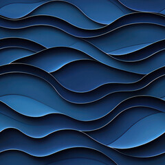 Fototapeta premium Elegant blue waves create seamless pattern, showcasing depth and texture in varying shades of blue. This design evokes sense of calm and fluidity