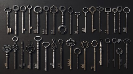 Vintage Keys on Dark Background for Creative Projects