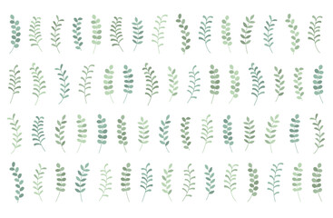 葉っぱのベクターイラスト素材セット 春 グリーン 植物 シルエット ラフ シンプル かわいい