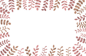 シンプルな植物フレームベクターイラスト素材 秋 茶色 草 葉 かわいい パステル 枠 コピースペース