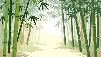 Lush Green Bamboo Forest Path Scene