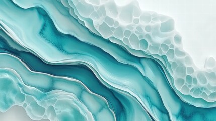 Obraz premium Abstract Teal and White Fluid Art