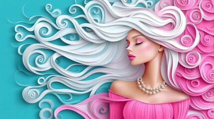Elegant Woman with Paper Art Hair