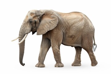 Fototapeta premium Female African elephant on white background