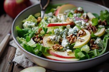 Salad with chicory apple blue cheese walnut