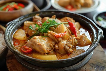 Fototapeta premium Spicy chicken stew Korean dak doritang