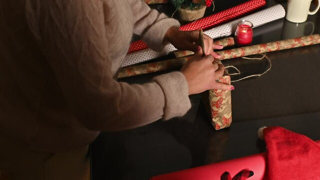 Wrapping a festive holiday gift