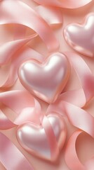 Rose Gold Hearts and Ribbons