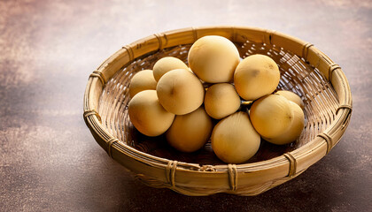 Longkong fruits in a basket, Illustration of harvest season of fruits