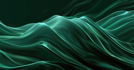 Obraz premium Abstract flowing waves in shades of green, creating a serene and modern visual effect.