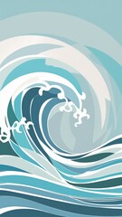 Serene Ocean Wave Phone Wallpaper with Pastel Blues and Gentle Gradient