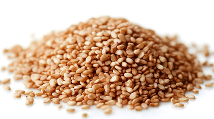Naklejka premium Close-up of a Heaping Pile of Sesame Seeds on a White Background