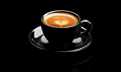 Obraz premium Elegant Black Coffee Cup on a Dark Background