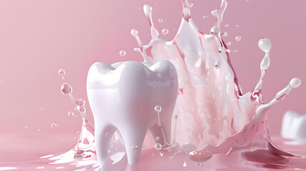 3D Rendered Splash of Milk with a Heart-shaped Motion