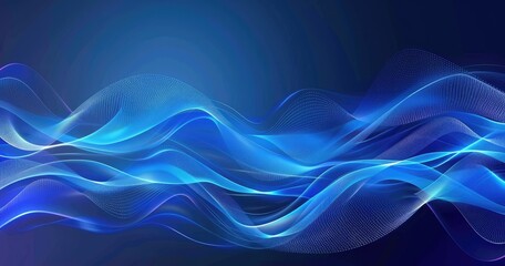 Fototapeta premium Abstract waves of blue light creating a fluid, dynamic visual effect.