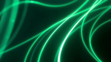 Obraz premium Dark abstract background with green neon glowing lines