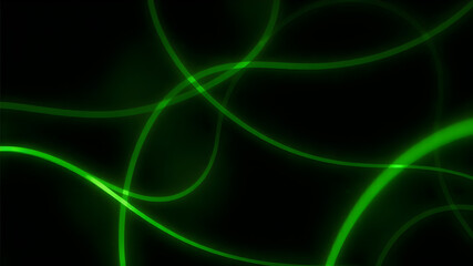 Fototapeta premium Dark abstract background with green neon glowing lines