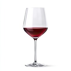 Elegant Red Wine Glass with Rich Crimson Liquid Against a Clean White Background, Perfect for Wine Enthusiasts and Culinary Photography