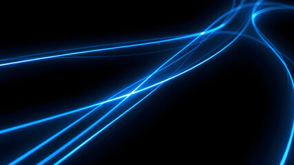 Fototapeta premium Dark abstract background with blue neon glowing lines