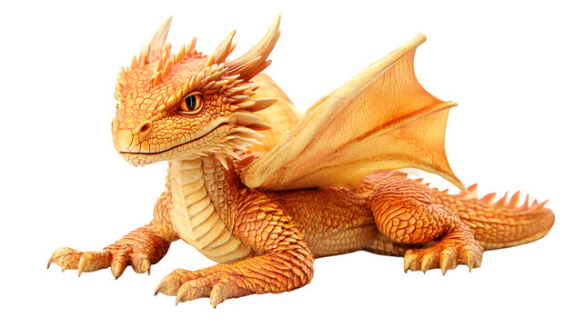 Fantasy dragon, isolated on a white background perfect for mythological and fantasy visuals.