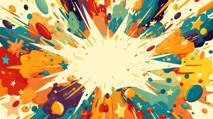 A vibrant explosion of colors and shapes, creating a dynamic visual impact.