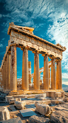 Obraz premium Ancient Greek Acropolis Athens Columns Ruins Photo