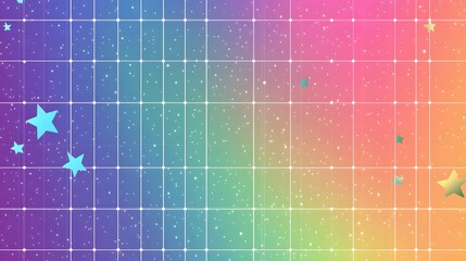 Fototapeta premium Colorful Gridded Space Background With Stars