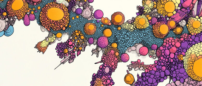 Vibrant Physarum Polycephalum Slime Mold Network Ink Drawing