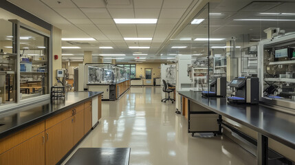 Modern Laboratory: Scientific Research Equipment and Cleanroom Interior