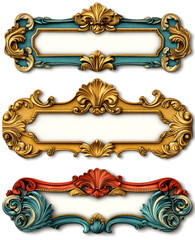 Ornate Vintage Decorative Frames with Gold Detailing and Elegant Scrollwork