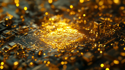 Naklejka premium Golden Hour Nano-Scale Quantum Sensor Assembly