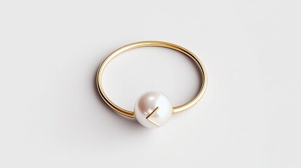 Elegant Gold Ring with Pearl Detail Featuring Minimalist Design and Contemporary Style for Fashion Accessories and Jewelry Photography