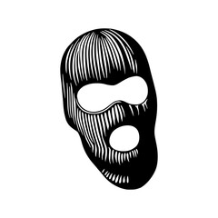 a drawing of a black and white ski mask illustration