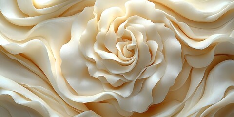 Obraz premium A close-up view of a delicate, creamy white rose with soft petals, showcasing intricate details and smooth textures, creating a serene and elegant atmosphere.