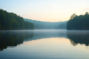 Sunrise Lake Reflection: Peaceful Water Background