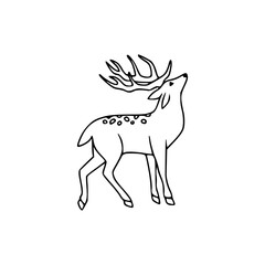 a deer is standing in a line art style drawing