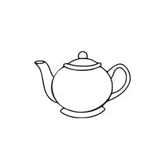 a line art drawing of a classic teapot