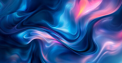 Obraz premium Abstract background with blurred blue and purple waves, dark blue gradient background with light soft lines