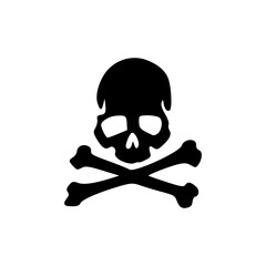 a black and white drawing of a sign of danger with skull