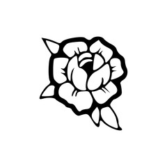 a black and white drawing of a flower, design element vector