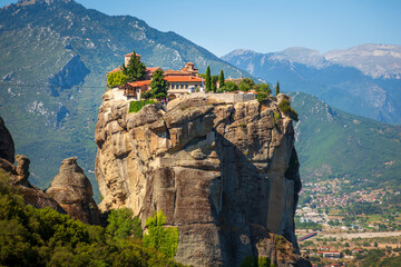 Monastery perched on a rock in Meteora