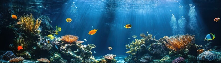 A colorful aquarium with a variety of fish swimming in it