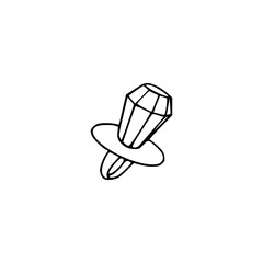 a black and white drawing of a ring with diamond icon