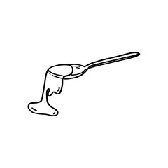 a black and white drawing of a honey with spoon