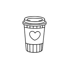 Coffee cup icon in line art style