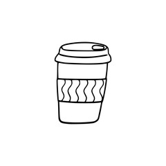 Coffee cup icon in line art style