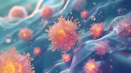 Mesmerizing abstract art depicting otherworldly aquatic creatures flowing in a captivating fluid dance under the sea  Vibrant colors dynamic shapes and a surreal