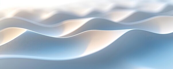 Obraz premium Wave abstract background idea. Beautiful abstract waves in soft blue and white hues create a calming natural landscape.