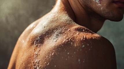 Man Back Covered in White Powder Dust